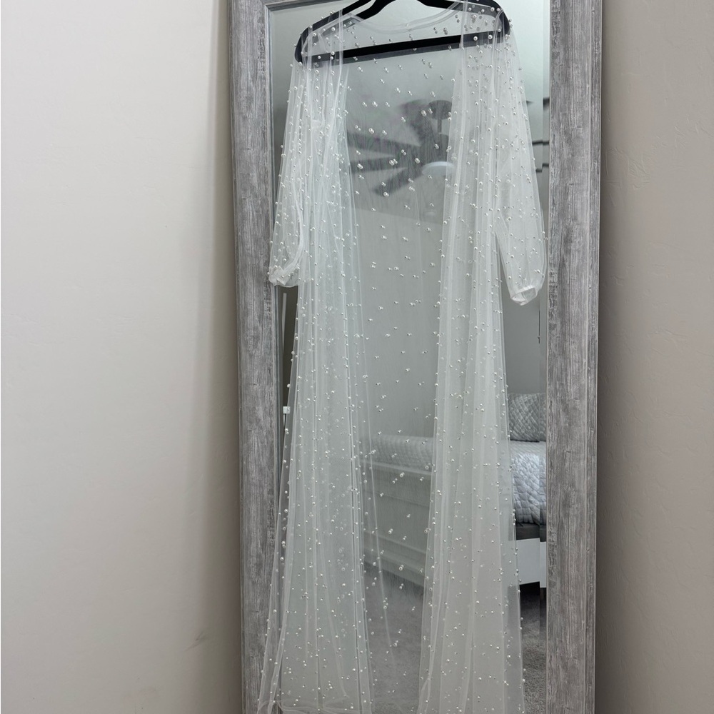Elegant Sheer White Beaded Cover-Up